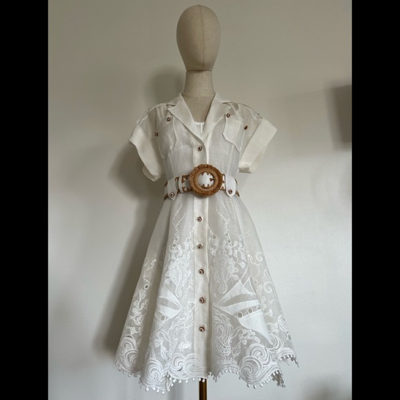 Zimmermann white dress with belt size 3 / L - Picture 4 of 6